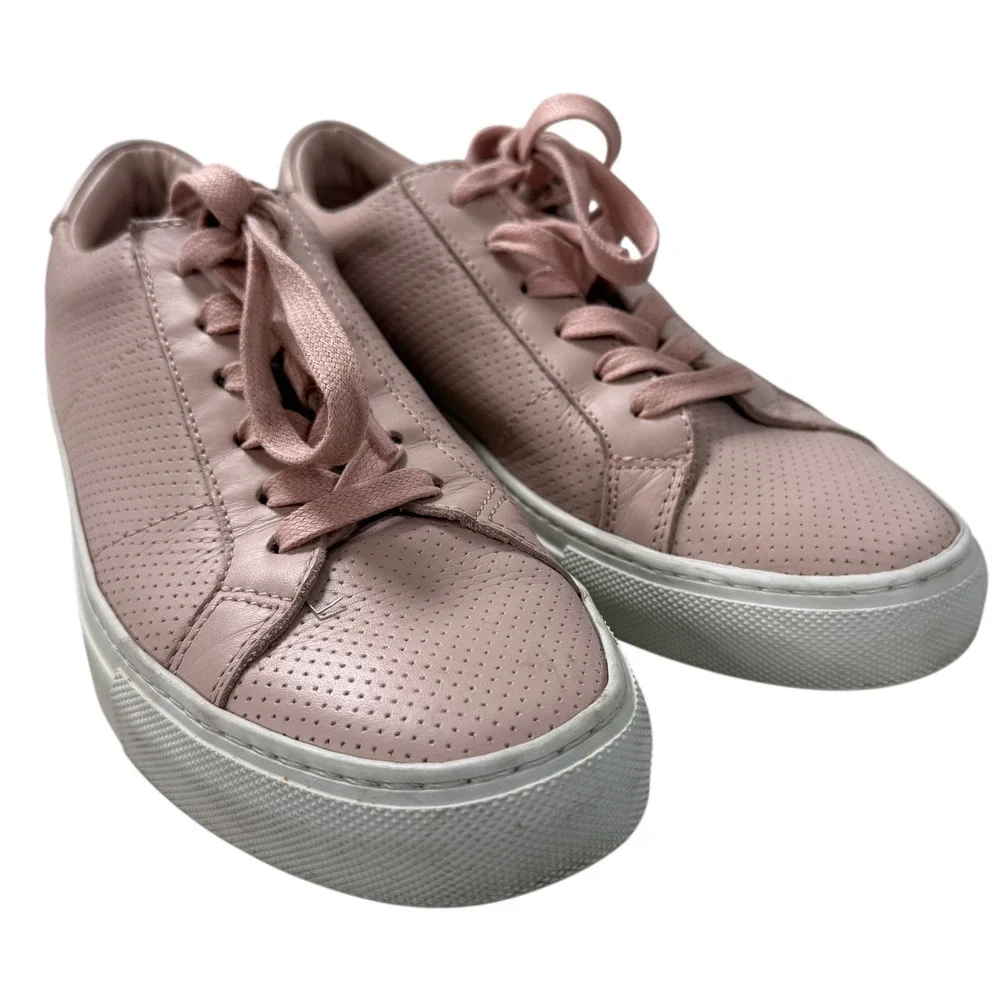 GREATS The Royale Perforated Blush Pink Leather Low Top Sneakers Women 7.5 Italy